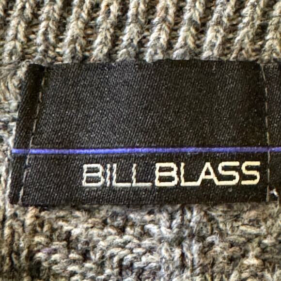 Vtg Bill Blass Size Large Heather Blue Cotton Blend Hand Framed in USA Sweater - Picture 7 of 8